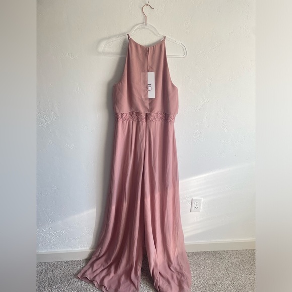 JASMINE BRIDESMAIDS NWT bridesmaid jumpsuit gardenia pink mauve lace chiffon - Picture 8 of 14